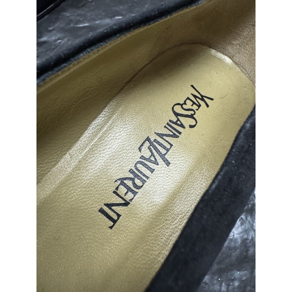 Vintage Yves Saint Laurent Pumps Size 7 M Black & Gold Suede‎ - Picture 10 of 10